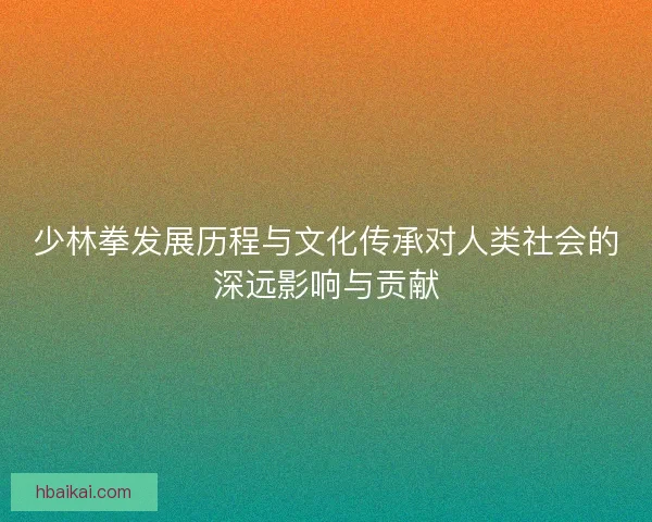 少林拳发展历程与文化传承对人类社会的深远影响与贡献