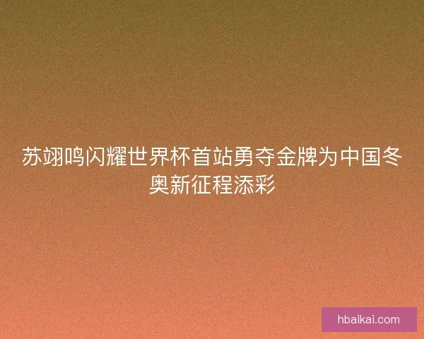 苏翊鸣闪耀世界杯首站勇夺金牌为中国冬奥新征程添彩